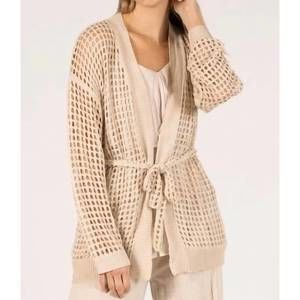 NEW BEFORE YOU COLLECTION fishnet kimono cardigan with self tie in sand